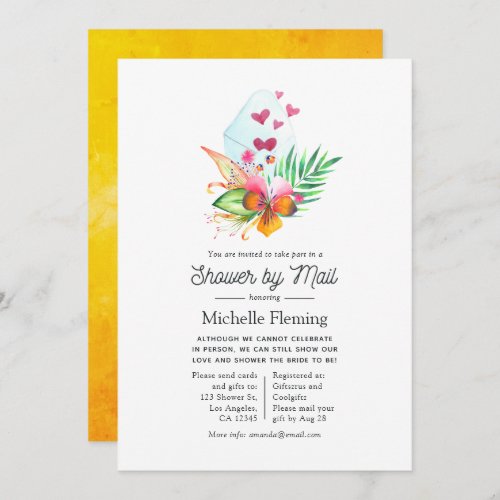 Tropical Summer Floral Bridal Shower by Mail Invitation