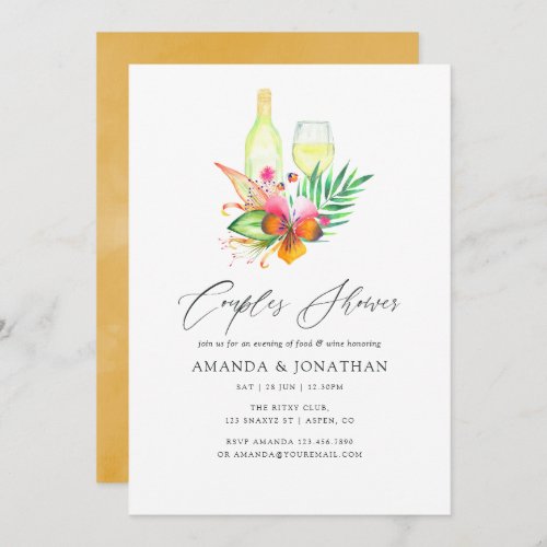 Tropical Summer Floral Couples Shower Wine Tasting Invitation