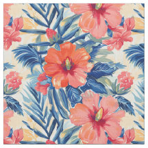Tropical Summer Floral Pattern Hibiscus Flowers