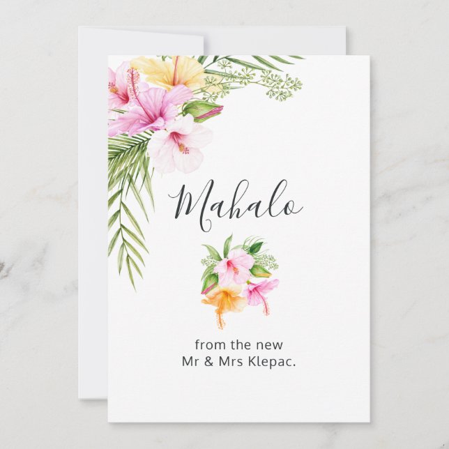Tropical Summer Floral Thank You Card (Front)