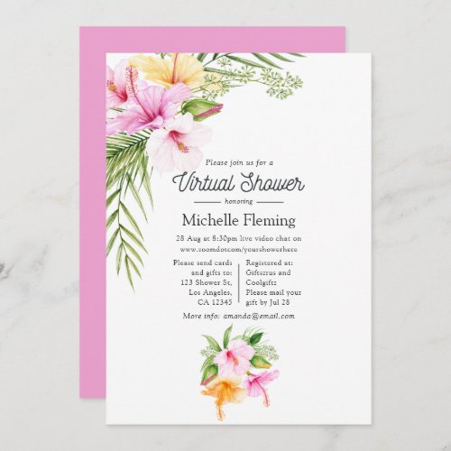 Tropical Summer Floral Virtual Baby Shower Invitation