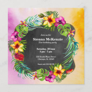 Tropical Summer Flowers Hibiscus Invitation