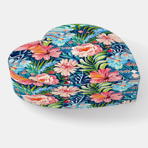 Tropical Summer Flowers Pattern Pretty Floral Paperweight