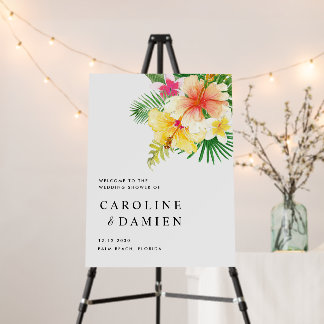 Tropical Summer Flowers Wedding Shower Welcome Foam Board