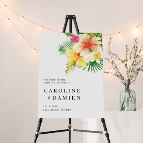 Tropical Summer Flowers Wedding Shower Welcome Foam Board