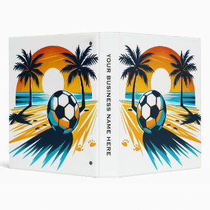 Tropical Summer Football Retro Beach Soccer Sunset 3 Ring Binder