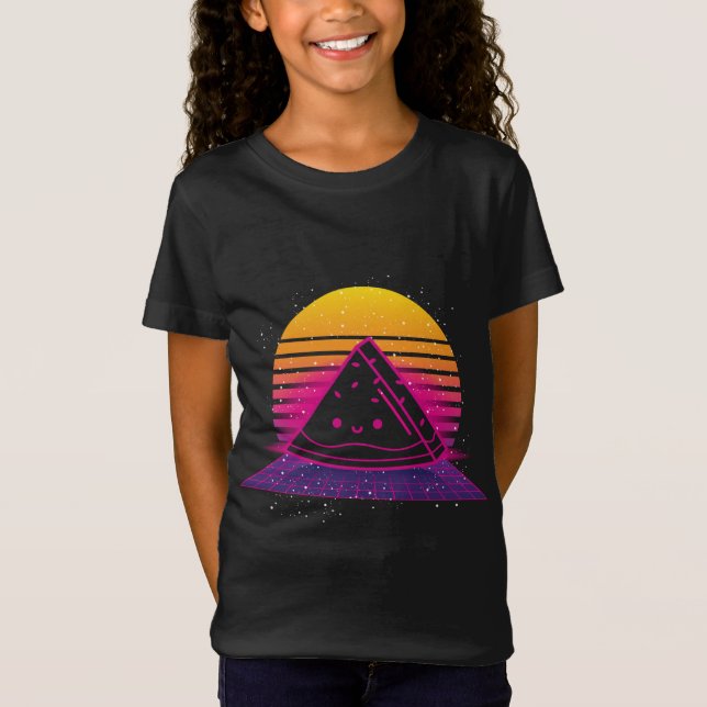 Tropical Summer Fruit 80s Retro Synthwave Sunset W T-Shirt (Front)
