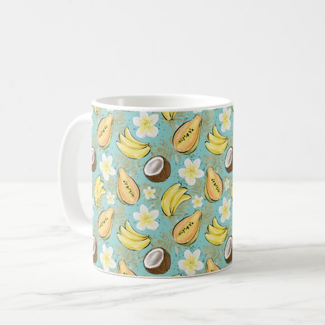 Tropical Summer Fruit Pattern Coffee Mug (Front Left)
