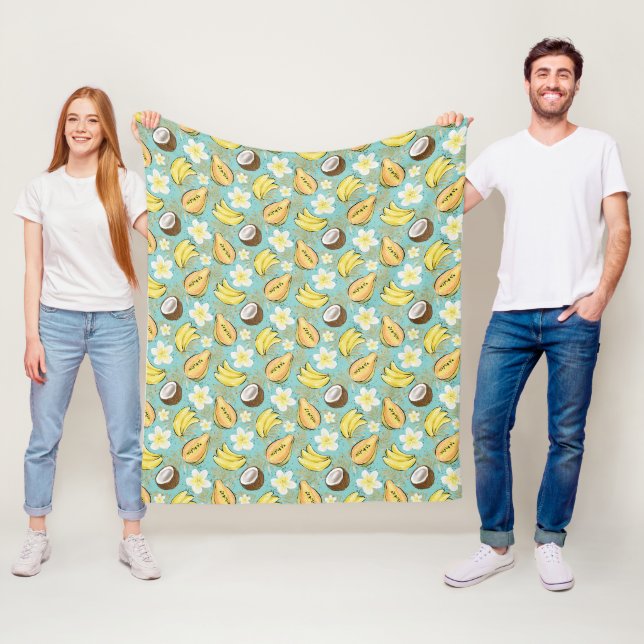 Tropical Summer Fruit Pattern Fleece Blanket (In Situ)