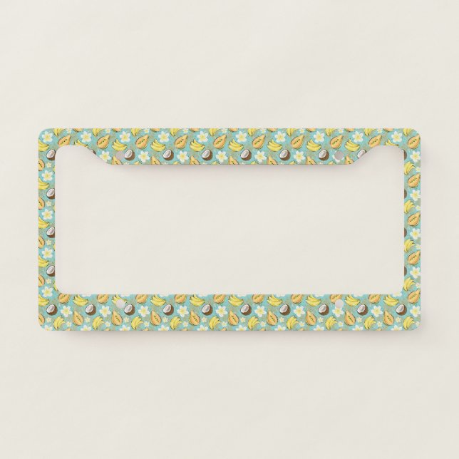 Tropical Summer Fruit Pattern License Plate Frame (Front)