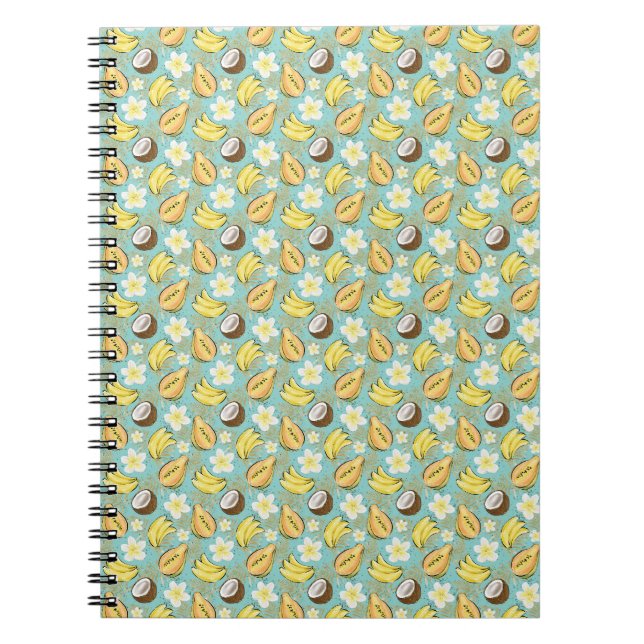 Tropical Summer Fruit Pattern Notebook (Front)