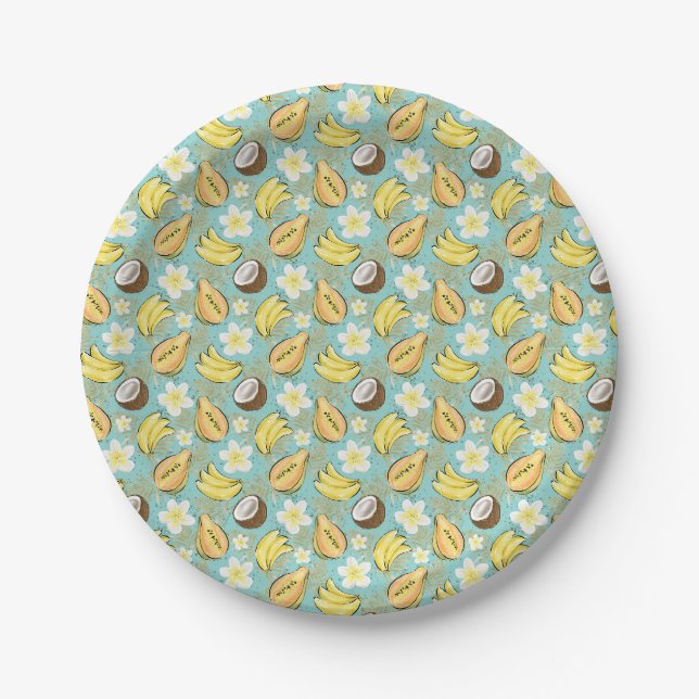 Tropical Summer Fruit Pattern Paper Plates (Front)