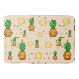 TROPICAL SUMMER FRUIT pineapple Slice pattern Bath Mat