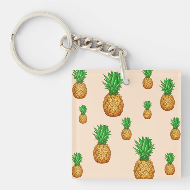 TROPICAL SUMMER FRUIT pineapple Slice  Pattern Keychain (Front)