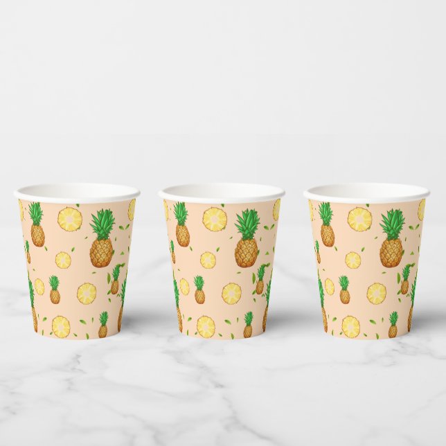 TROPICAL SUMMER FRUIT pineapple Slice pattern Paper Cups (Multi)