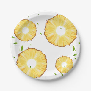TROPICAL SUMMER FRUIT pineapple Slice pattern Paper Plates