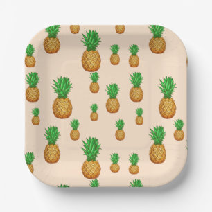 TROPICAL SUMMER FRUIT pineapple Slice  Pattern Paper Plates
