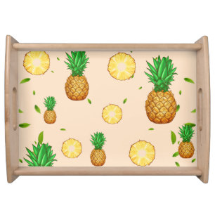 TROPICAL SUMMER FRUIT pineapple Slice pattern Serving Tray