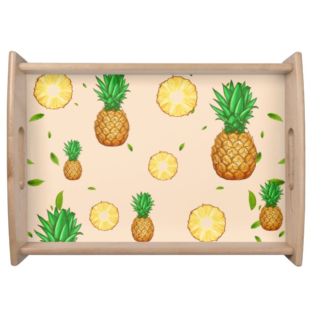 TROPICAL SUMMER FRUIT pineapple Slice pattern Serving Tray (Front)