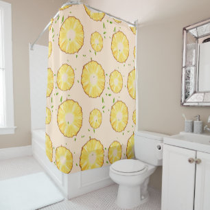 TROPICAL SUMMER FRUIT pineapple Slice pattern Shower Curtain