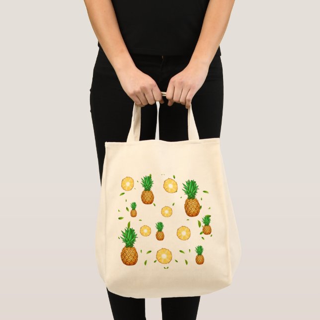 TROPICAL SUMMER FRUIT pineapple Slice pattern Tote Bag (Front (Product))
