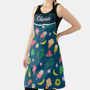Tropical Summer fruits and Ice Cream Personalized Apron