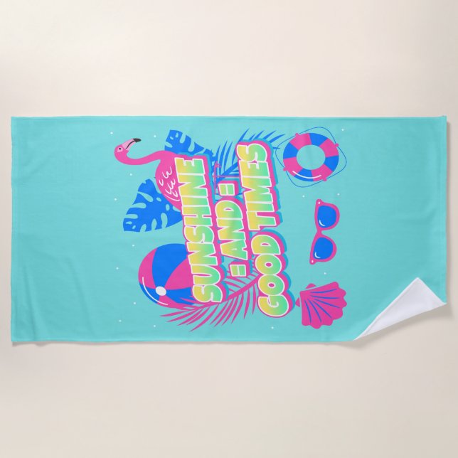 Tropical Summer Fun Vibes Beach Towel (Front)