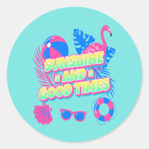 Tropical Summer Fun Vibes Classic Round Sticker