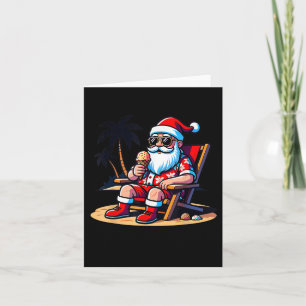 Tropical Summer Funny Hawaiian Santa Claus Christm Card