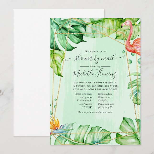 Tropical Summer Geometric Baby Shower by Mail Invitation (Front/Back)