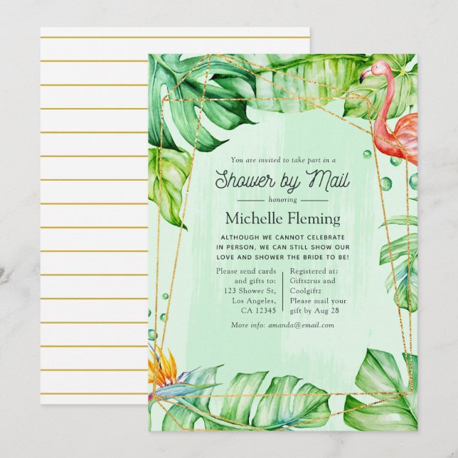 Tropical Summer Geometric Bridal Shower by Mail Invitation (Front/Back)