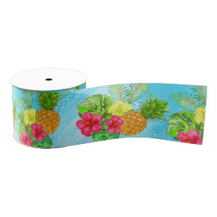 Tropical Summer gliiter Grosgrain Ribbon