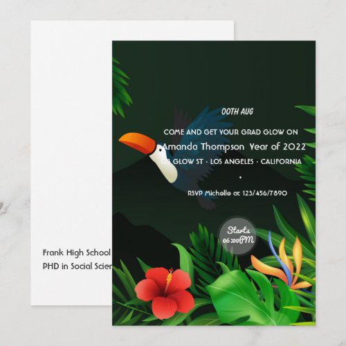 Tropical Summer Glow Graduation Party Invitation