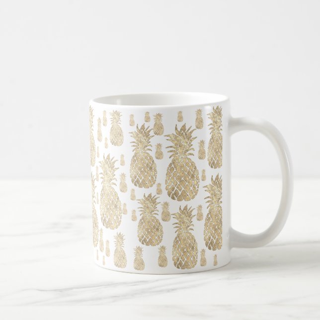 tropical summer golden pineapples coffee mug (Right)