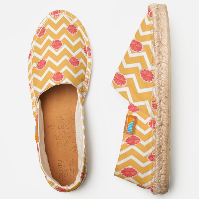 Tropical Summer Grapefruit Chevron Pattern Espadrilles (Side)
