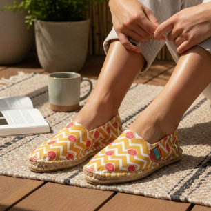 Tropical Summer Grapefruit Chevron Pattern Espadrilles