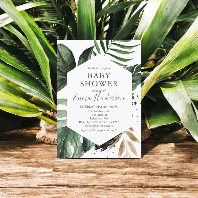 Tropical Summer Greenery Baby Shower Invitation (Creator Uploaded)
