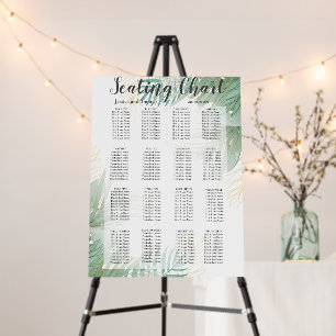 Tropical Summer GreenFoliage Wedding Seating Chart Foam Board
