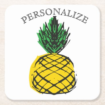 TROPICAL SUMMER ISLAND PINEAPPLE SQUARE PAPER COASTER TROPICAL SUMMER ISLAND PINEAPPLE SQUARE PAPER COASTER
