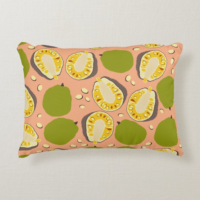 Tropical Summer Jackfruit Pattern - Exotic Fruit Accent Pillow (Front)