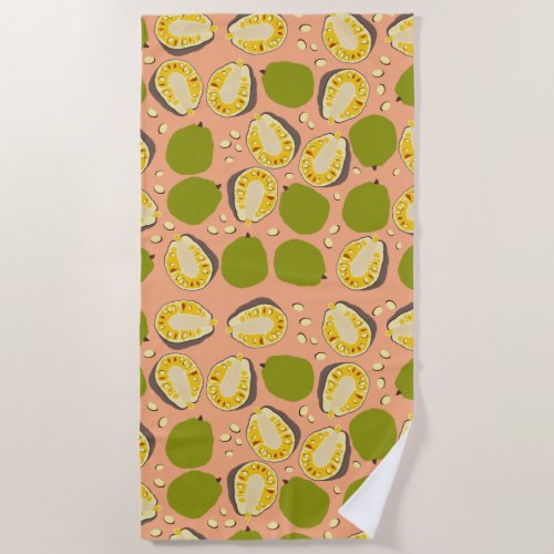 Tropical Summer Jackfruit Pattern _ Exotic Fruit Beach Towel