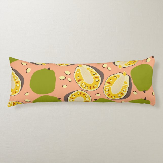 Tropical Summer Jackfruit Pattern - Exotic Fruit Body Pillow (Front)