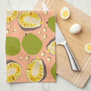 Tropical Summer Jackfruit Pattern - Exotic Fruit Kitchen Towel