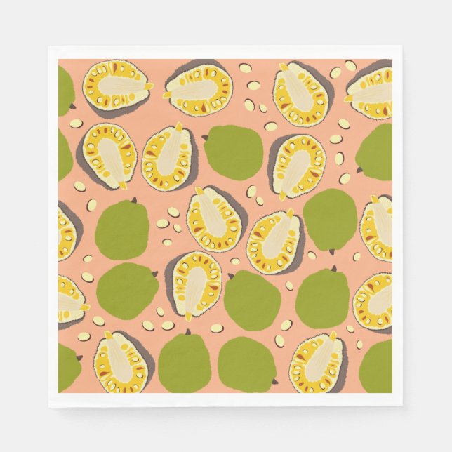 Tropical Summer Jackfruit Pattern - Exotic Fruit Napkins (Front)