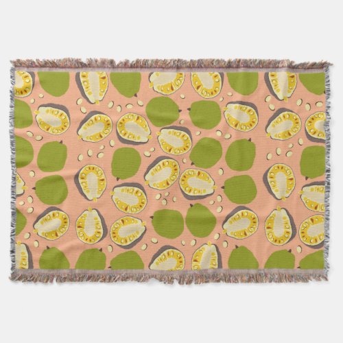 Tropical Summer Jackfruit Pattern _ Exotic Fruit Throw Blanket