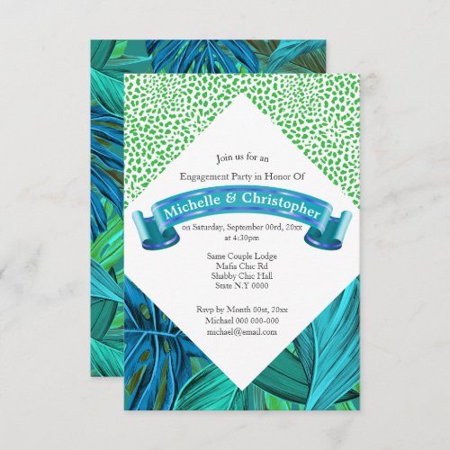 Tropical summer jungle animal print party invitation