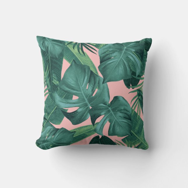 Tropical Summer Jungle Leaves Dream #1 Throw Pillow (Front)
