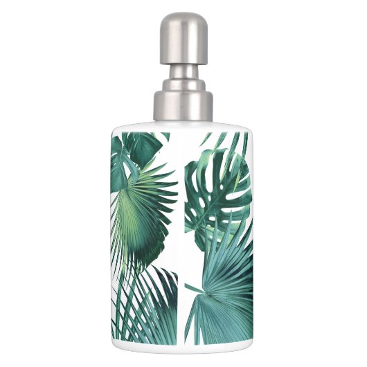 Tropical Summer Leaves Jungle Pattern #1 Bath Set (Back)