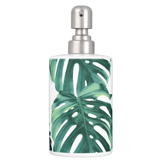 Tropical Summer Leaves Jungle Pattern #1 Bath Set (Front)