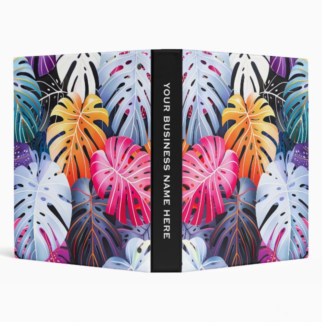 Tropical Summer Monstera Leaves 3 Ring Binder (Background)